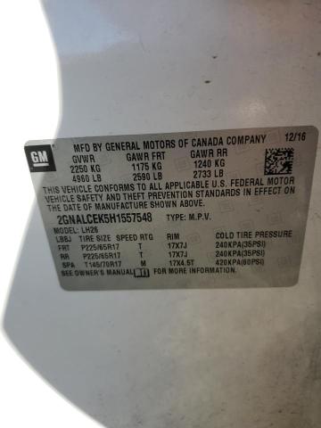 2017 CHEVROLET EQUINOX LT 2GNALCEK5H1557548
