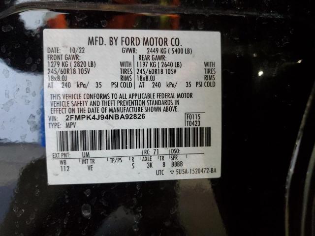 2022 FORD EDGE SEL 2FMPK4J94NBA92826