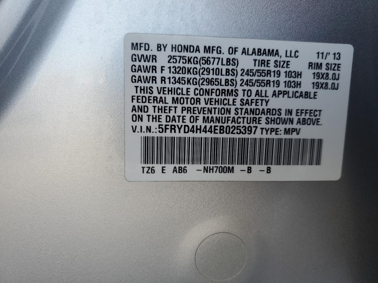 Lot #3050289906 2014 ACURA MDX TECHNO