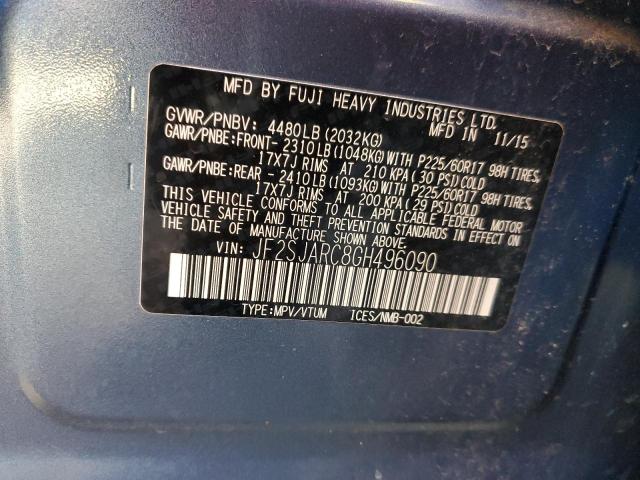 2016 SUBARU FORESTER 2 - JF2SJARC8GH496090