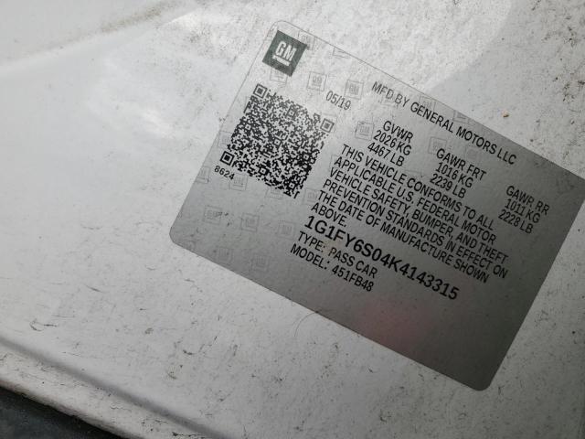 2019 CHEVROLET BOLT EV LT 1G1FY6S04K4143315