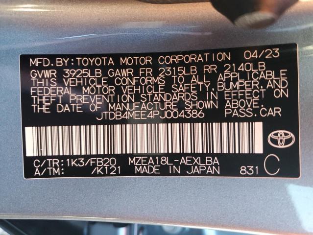 2023 TOYOTA COROLLA LE - JTDB4MEE4PJ004386