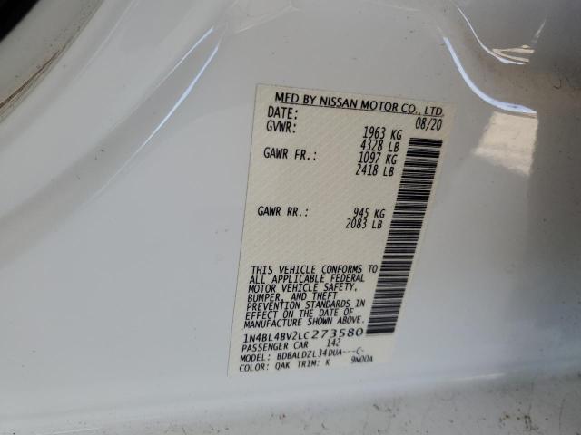 2020 NISSAN ALTIMA S 1N4BL4BV2LC273580
