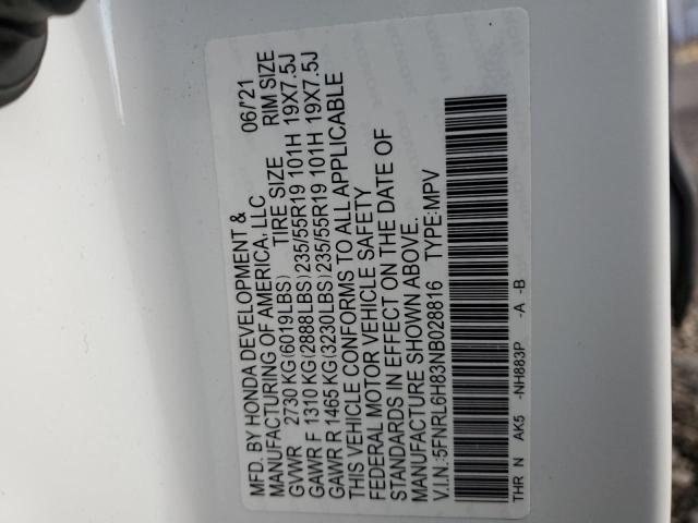 2022 HONDA ODDESSEY 5FNRL6H83NB028816