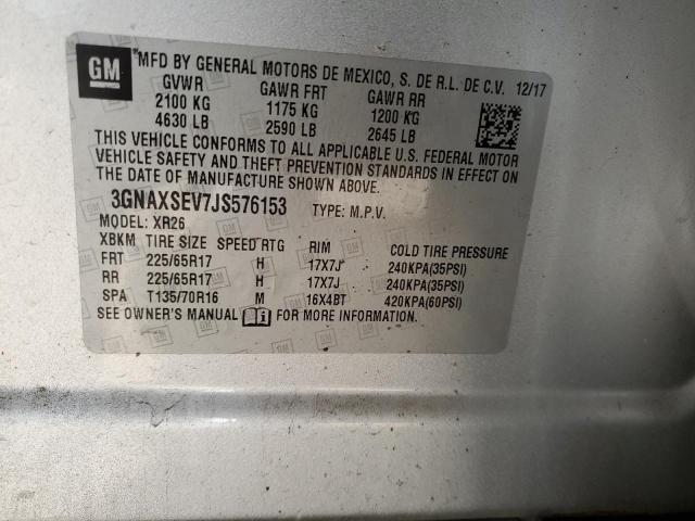 2018 CHEVROLET EQUINOX LT - 3GNAXSEV7JS576153