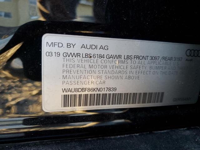 2019 AUDI A8 L WAU8DBF86KN017839