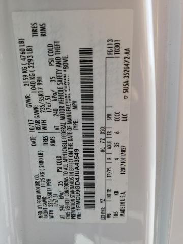 2018 FORD ESCAPE SE 1FMCU9GD4JUA43549
