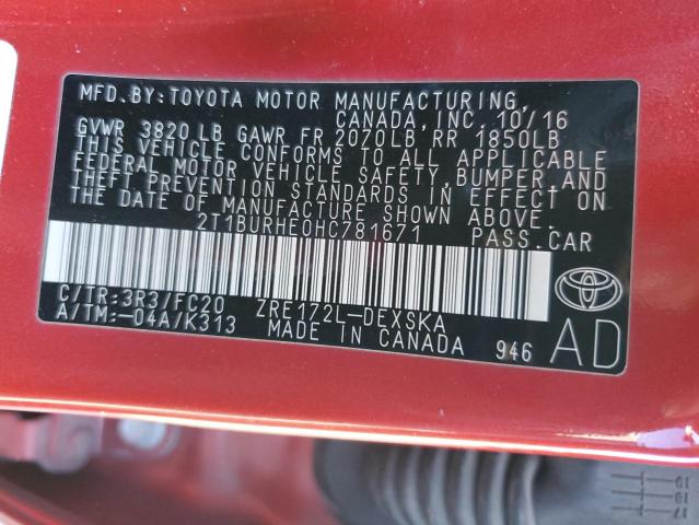 2017 TOYOTA COROLLA L - 2T1BURHE0HC781671