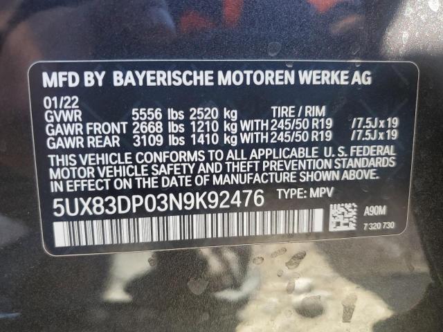 2022 BMW X3 M40I 5UX83DP03N9K92476