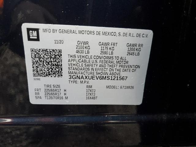 2021 CHEVROLET EQUINOX LT 3GNAXUEV6MS121567