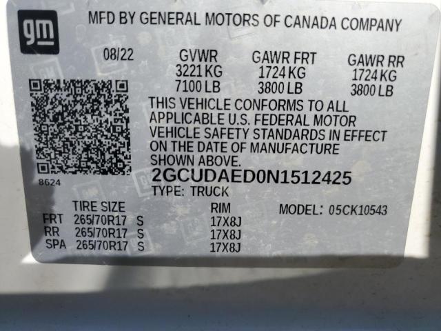 2022 CHEVROLET SILVERADO - 2GCUDAED0N1512425