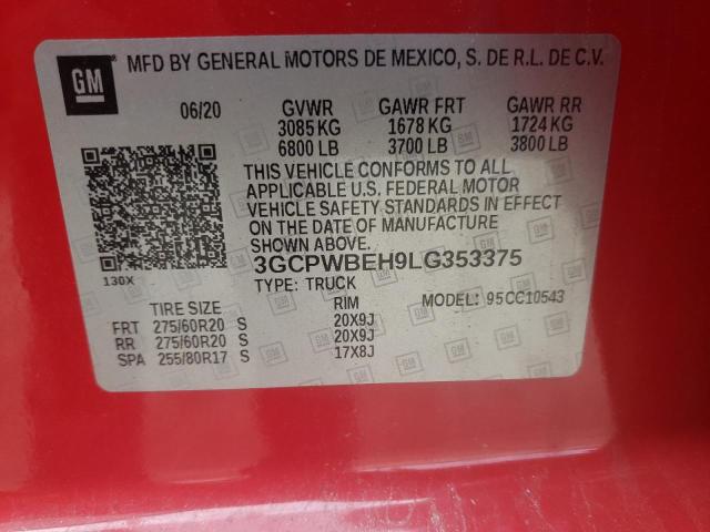 2020 CHEVROLET SILVERADO - 3GCPWBEH9LG353375
