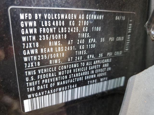 2015 VOLKSWAGEN TIGUAN S - WVGAV7AX0FW607544