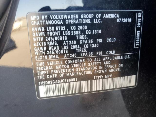 2018 VOLKSWAGEN ATLAS 1V2DR2CA0JC586351