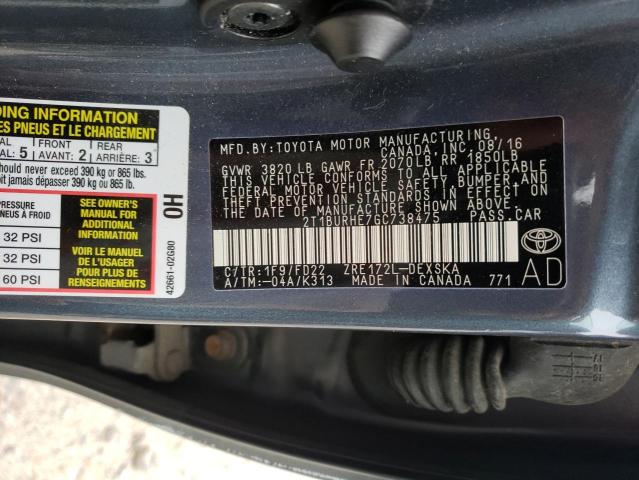 2016 TOYOTA COROLLA L - 2T1BURHE7GC738475