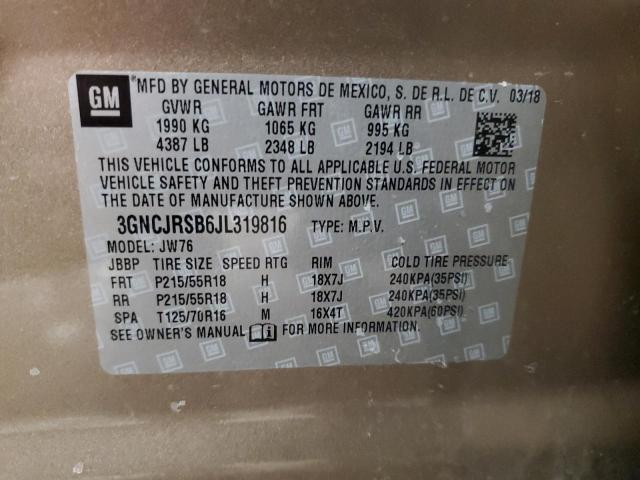 2018 CHEVROLET TRAX PREMI 3GNCJRSB6JL319816