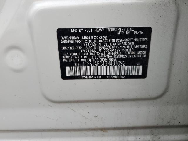 2016 SUBARU FORESTER 2 - JF2SJAFC4GH401092