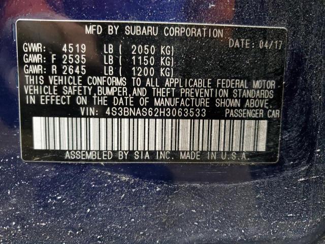 2017 SUBARU LEGACY SPO 4S3BNAS62H3063533