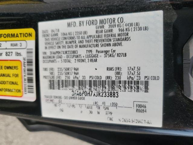 2018 FORD FUSION SE - 3FA6P0H7XJR233883