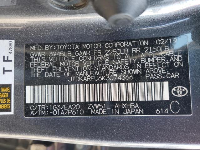 2019 TOYOTA PRIUS - JTDKARFU6K3074366