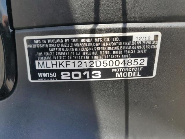 2013 HONDA PCX 150 MLHKF1212D5004852
