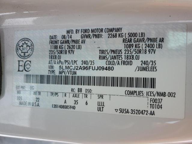 2015 LINCOLN MKC 5LMCJ2A96FUJ09480