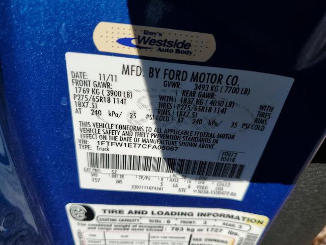 2012 FORD F150 SUPER - 1FTFW1ET7CFA05067