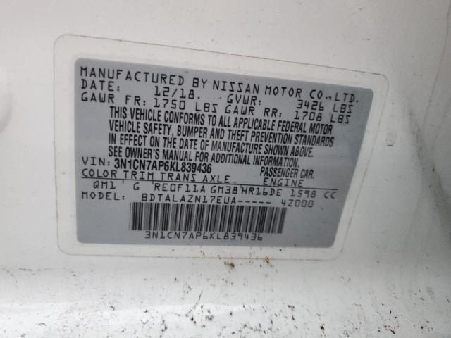 2019 NISSAN VERSA S 3N1CN7AP6KL839436