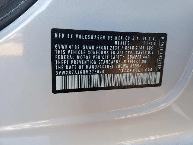 2017 VOLKSWAGEN JETTA S 3VW2B7AJ6HM276076