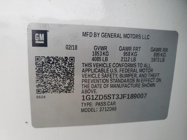 2018 CHEVROLET MALIBU 4D 1G1ZD5ST3JF189007