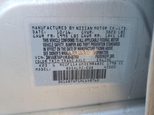2017 NISSAN SENTRA S - 3N1AB7AP1HL648760