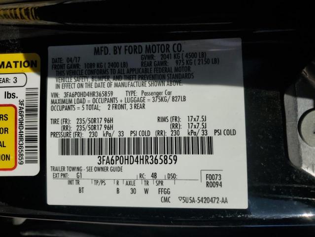 2017 FORD FUSION SE - 3FA6P0HD4HR365859