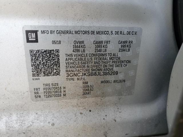2018 CHEVROLET TRAX LS 3GNCJKSB8JL385209