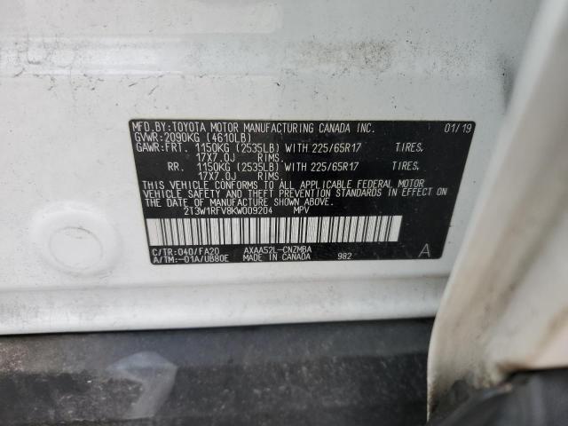2019 TOYOTA RAV4 XLE - 2T3W1RFV8KW009204