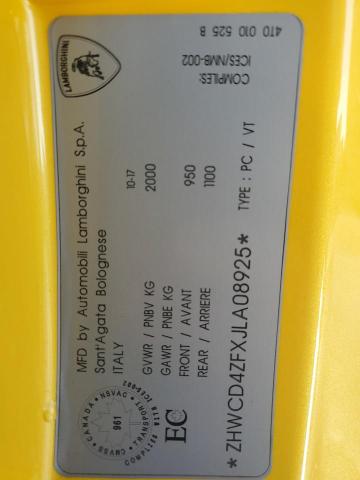 2018 LAMBORGHINI HURACAN PE ZHWCD4ZFXJLA08925