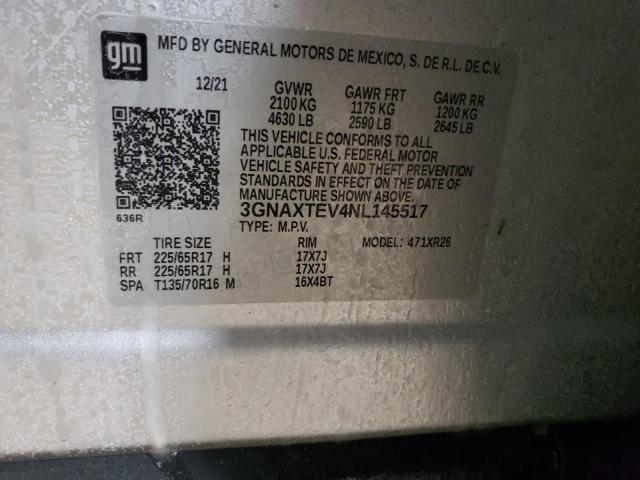 2022 CHEVROLET EQUINOX LT - 3GNAXTEV4NL145517