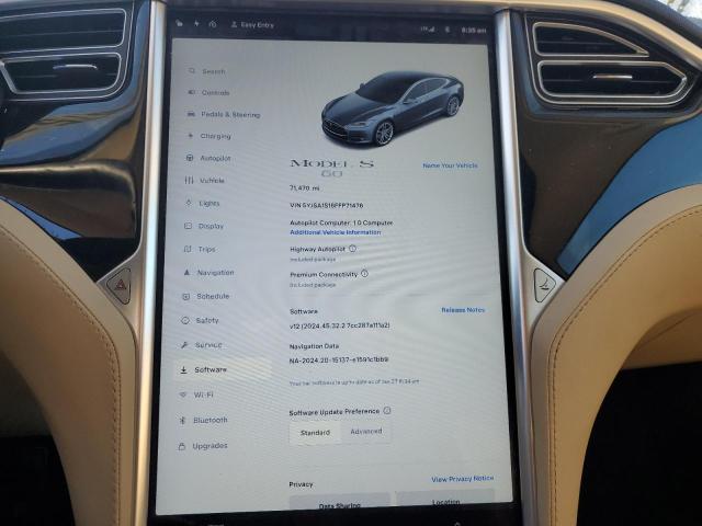 2015 TESLA MODEL S 60 5YJSA1S16FFP71476