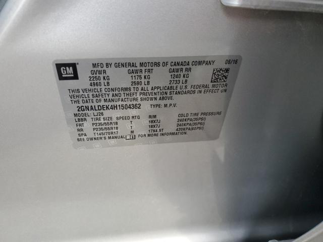 2017 CHEVROLET EQUINOX PR - 2GNALDEK4H1504362