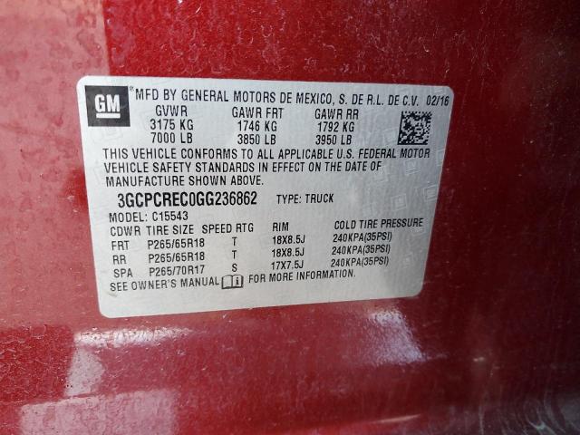 2016 CHEVROLET SILVERADO - 3GCPCREC0GG236862