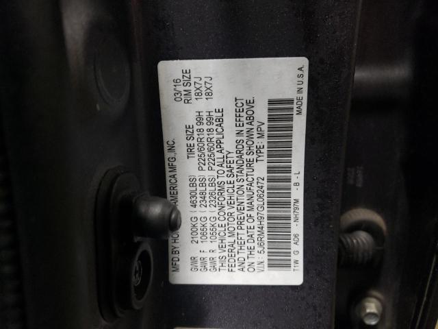 2016 HONDA CR-V TOURI - 5J6RM4H97GL062472