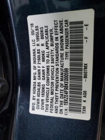 2019 HONDA INSIGHT TO 19XZE4F98KE000599