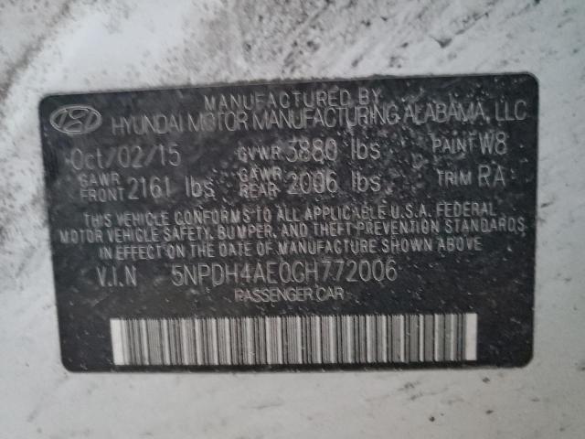 2016 HYUNDAI ELANTRA SE 5NPDH4AE0GH772006