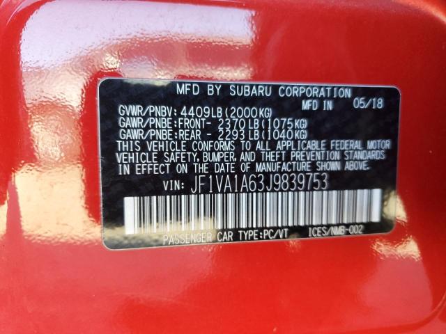2018 SUBARU WRX JF1VA1A63J9839753