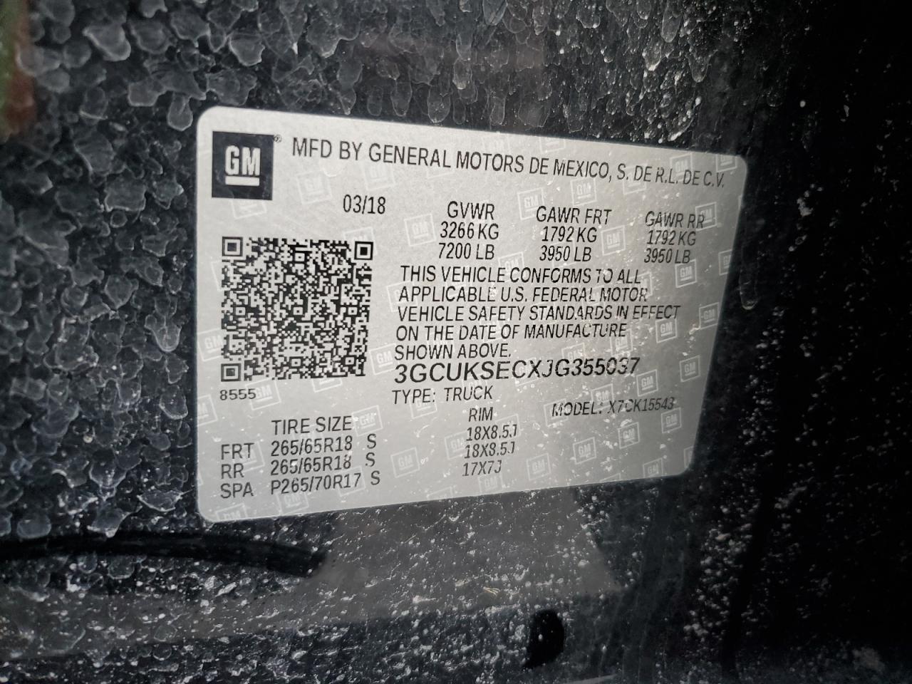 3GCUKSECXJG355037 CHEVROLET ALL Models 2018