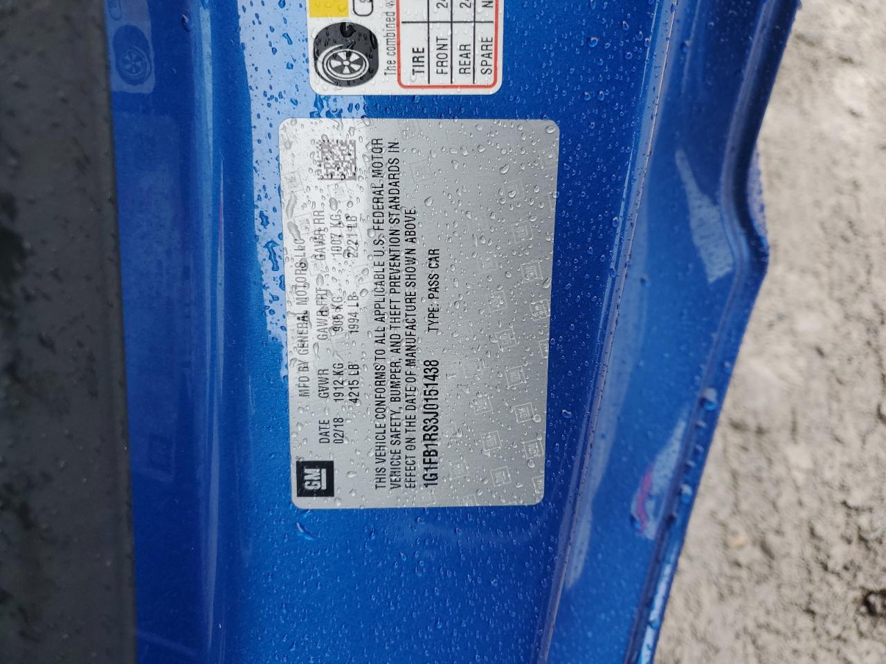1G1FB1RS3J0151438 CHEVROLET CAMARO 2018