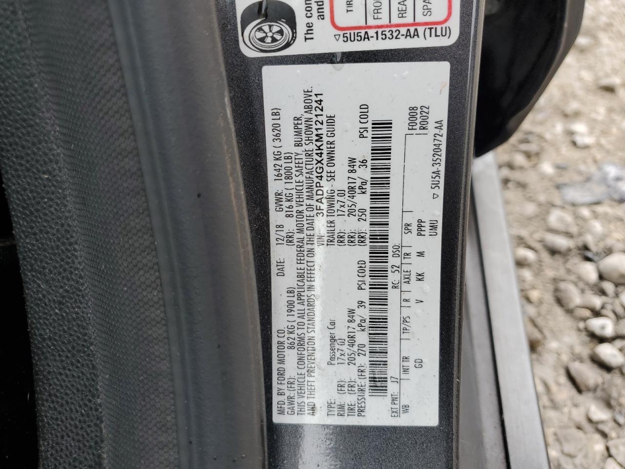 3FADP4GX4KM121241 FORD FIESTA 2019
