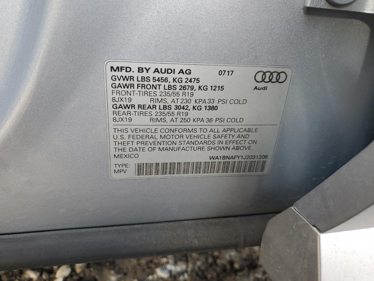 WA1BNAFY1J2031206 2018 Audi Q5 Premium Plus