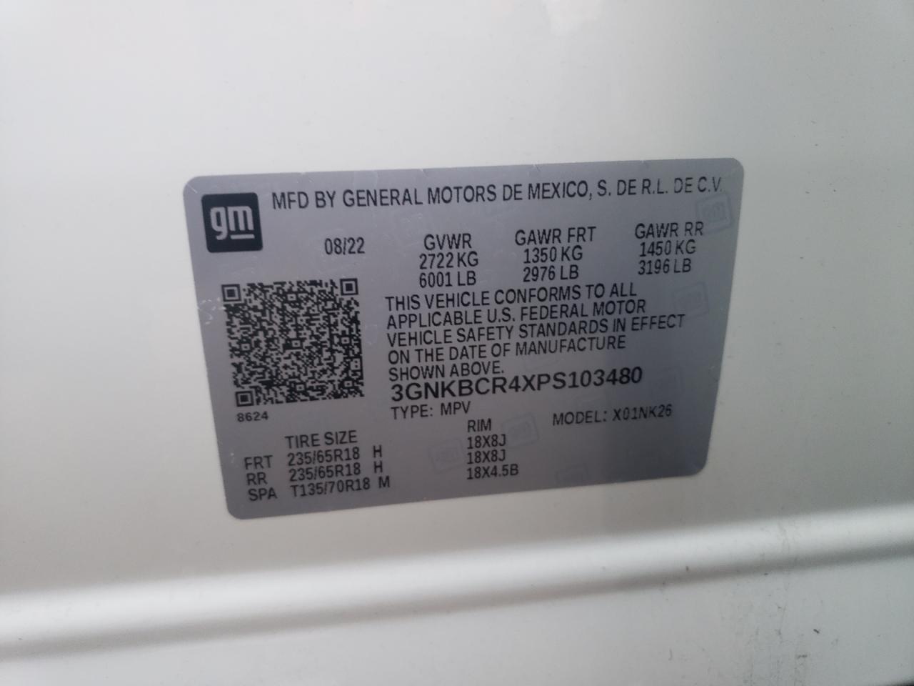 3GNKBCR4XPS103480 CHEVROLET BLAZER 2023