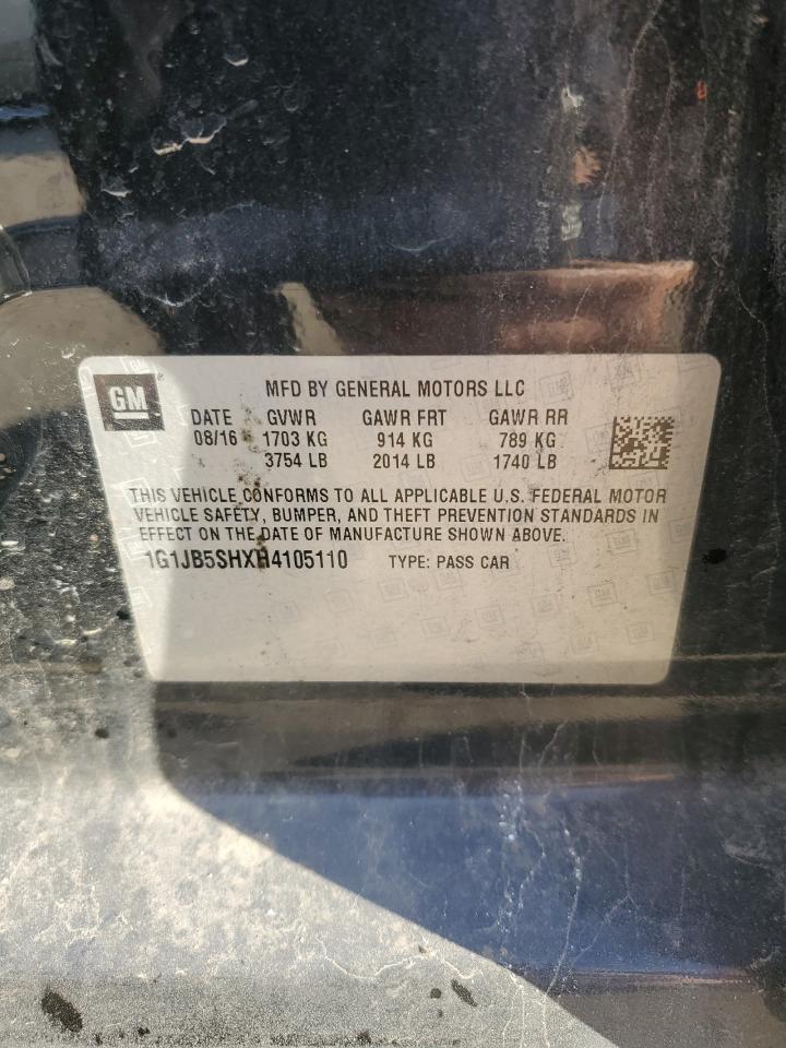 1G1JB5SHXH4105110 CHEVROLET SONIC 2017
