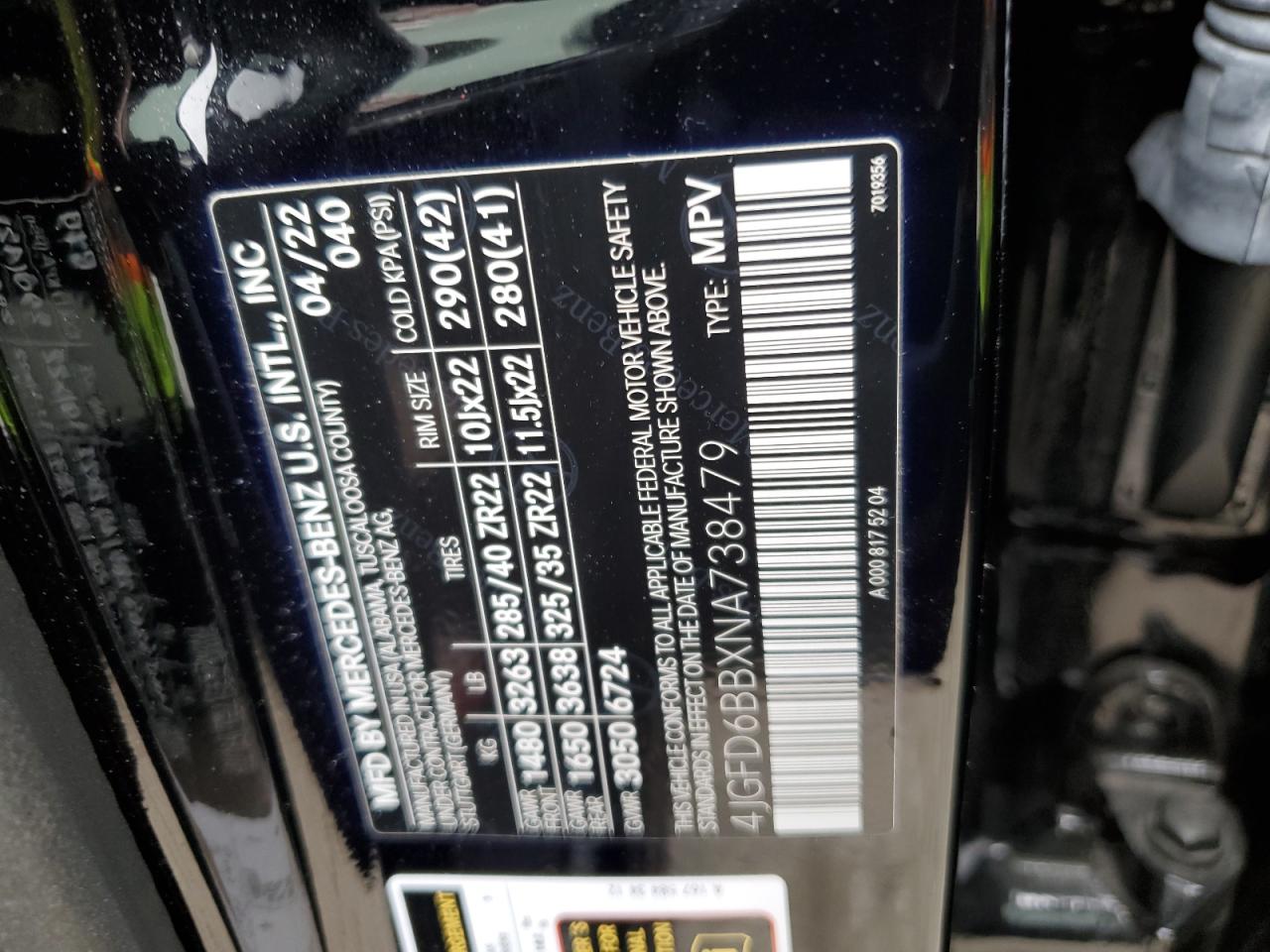 4JGFD6BBXNA738479 MERCEDES-BENZ GLE-CLASS 2022